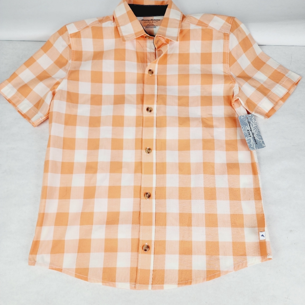 Tommy Bahama Kids Collard Shirt Sleeve Plaid Shirt